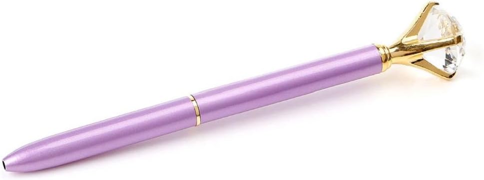 Yunso Big Crystal Diamond Pen Metal Rhinestone Ballpoint Pen Fashion School Office Supply (Purple)