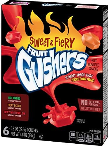 Gushers Fruit Gushers Fruit Flavored Snacks Sweet & Fiery, 4.8 Oz/136 g (Six Pouches)