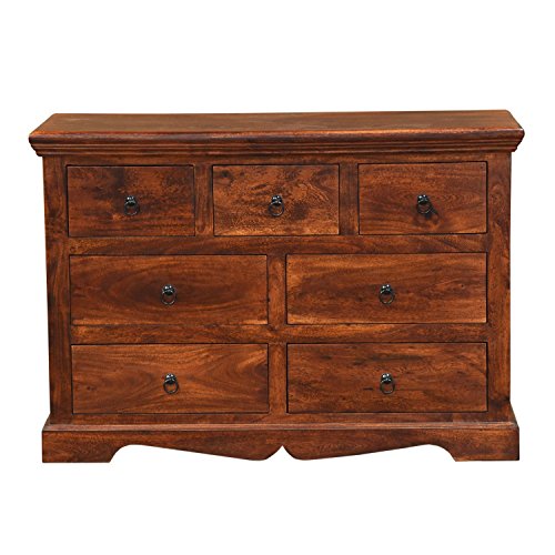 HOMESCAPES Takhat Wooden Chest of Drawers Handmade Dark ...