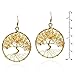 Eternal Tree of Life Yellow Citrine Stone Branch Brass Dangle Earrings