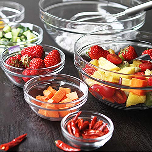 WERTIOO 9 Pcs Glsss Mixing Bowls Stackable Bowl Set with 7 pcs Llid for kitcken