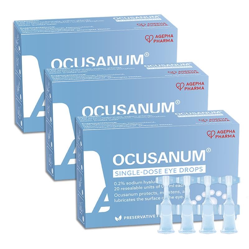 Ocusan Eye Drops - Lubricating Eye Drops for Contact Lenses | Preservative Free, Artificial Tears for Red, Itiching, Irritate & Tired Eyes