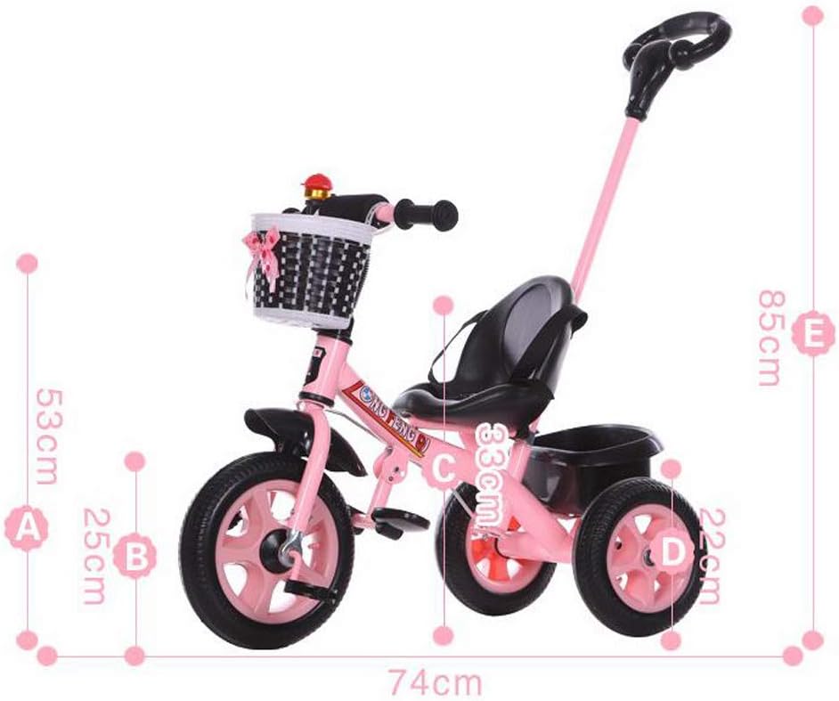 pink trike with parent handle