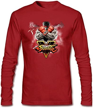 ZhMao Men's Street Fighter V 5 Game Logo Long Sleeve T-Shirts Size XXL Red