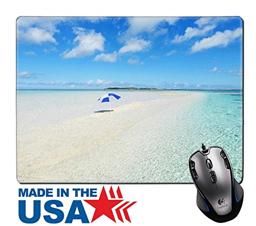 MSD Natural Rubber Mouse Pad/Mat with Stitched Edges 9.8” x 7.9” The Beach and The Beach Umbrella of Midsummer Image 34024646