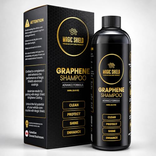 Magic Shield Champú de Grafeno – Lavado de Autos pH Neutro | Protección Hidrofóbica & SiO2 | Limpieza Profunda & Brillo Mejorado | Seguro para Recubrimientos Cerámicos & Pinturas – 16oz