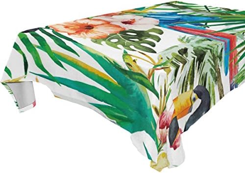 BYouLockX Parrot Toucan And Plants Pattern Rectangle Tablecloth 60x90(in)