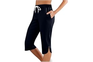 Women Capri Pants Summer Cut Out Side Casual Fashion Drawstring Soft Comfort Capris Workout Running Cropped Jogger