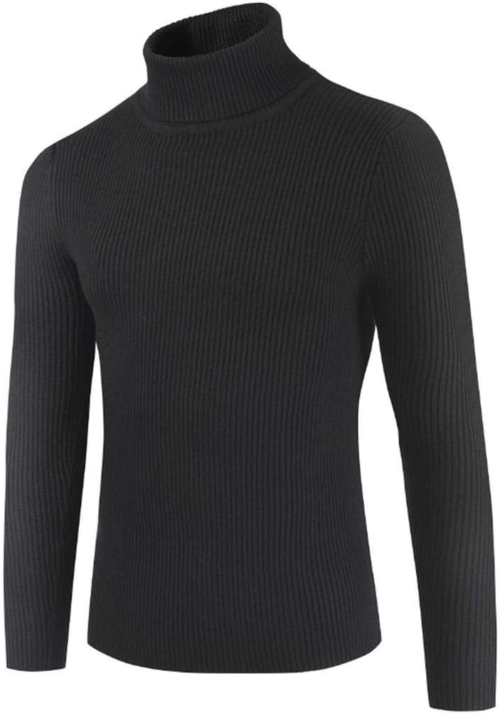 Goodfans suéter de Manga Larga con Cuello de Tortuga para Hombre, Negro