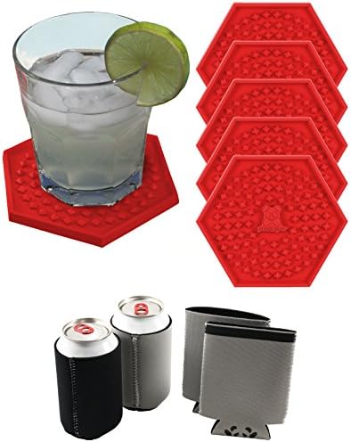 “Multipurpose Non-slip Heat Resistant Coaster Set Eco-friendly Food Grade Silicone – use as food/drink coaster, pan handle and jar opener” RED