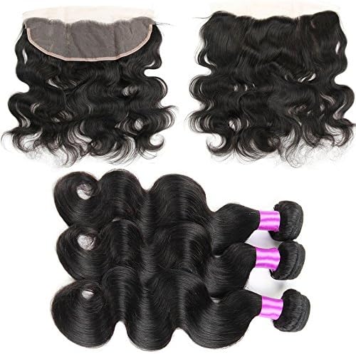Brazilian Body Wave Human Hair 3 Bundles With 1pcs 13X4 Ear To Ear Lace Frontal Closure Natural Black Color 8-28 inch 350-390g/lot (8 8 8+8)