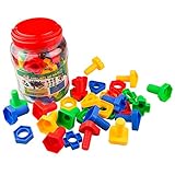 Jumbo Nuts & Bolts 32 pcs Sets - Stem Toys for Boys & Girls - Educational Toy for Baby & Toddler & 1 2 3 Year Olds Kids - Learning Colors & Shapes - Improving Matching & Motor Skills