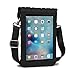 USA GEAR Tablet Holder Case Compatible with iPad mini 7 - Travel Bag Carry Cover with Open Front Design & Adjustable Shoulder Carrying Strap fits iPad mini Tablets (Black) for 7.9