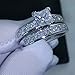 Lovely Ring - Valueable Princess Cut Topaz Cz 10KT White Gold Filled Wedding Ring Set Size7