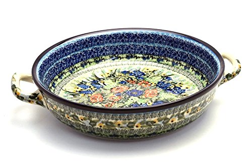 Click Here to See More Images Polish Pottery Baker - Round with Handles - Large - Unikat Signature U4400