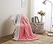 DaDa Bedding Luxury Faux Fur Throw Blanket - [ Non Shedding - Machine Washable] Fluffy Super Cuddly Soft Roses Sherpa Backside - Warm Plush for Lap or Sofa - Bright Vibrant Pink & White - 90
