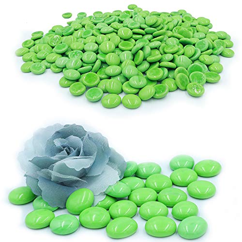 Flat Glass Marbles for Vases 5 LB Green Decorative Stone Beads for