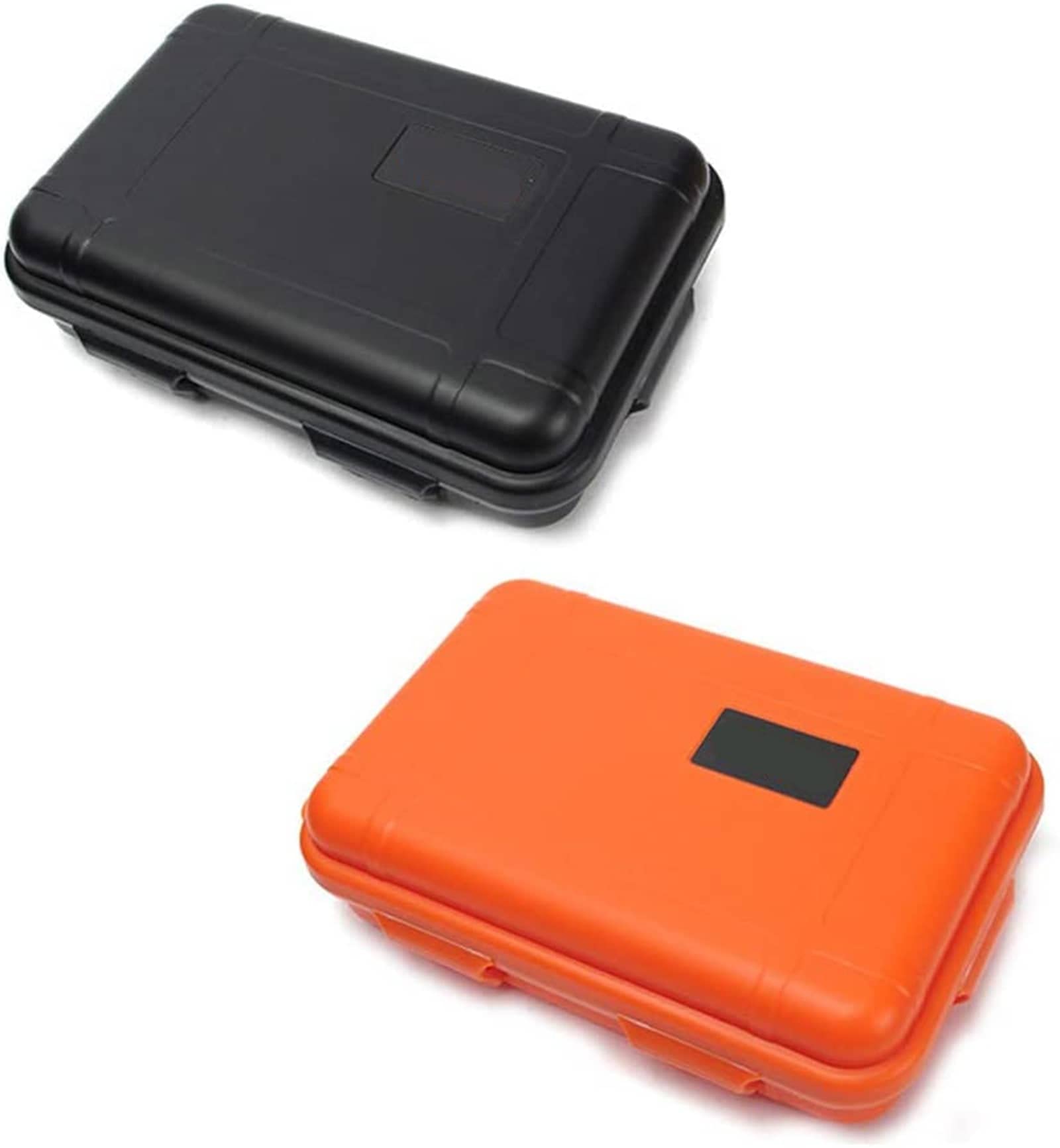 Milepetus 2pcs Large Outdoor Shockproof Waterproof Boxes Survival Airtight Case Plastic Survival Box Container Storage Case (Black&Orange, XL)