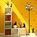 Soledi Wall Sticker Lamp 4 Cat Bird Removable Drawing Room Home Workplace Black Street Light Lamp