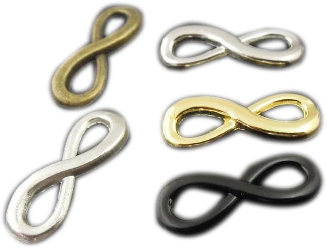 Julie Wang 50pcs Mixed Color Ramdon Antique Alloy Infinity Charms Connector Findings 24 * 8 * 2mm