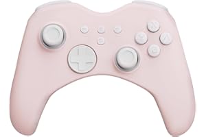FUNLAB Luminous Pattern Firefly Switch Pro Controller Wireless with 7 LED Colors/Paddle/Turbo, Bluetooth Remote Gamepad Compatible with Switch/OLED/Lite for Halloween - Ghost Pink