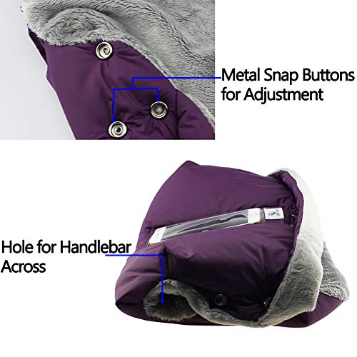 Fleece Stroller Hand Muff, BETITETO Winter Anti-Freeze Gloves for Baby Stroller Jogger Pram Water Resistant Warmer Gift for Parents and Caregivers (Purple - Upgrade Version) - Thumbnail 5