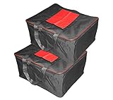 2 Pack Jumbo Heavy Duty Storage Bag / Home Organizer Bag Waterproof /Washable/ Foldable for Storing Blanket /Bed sheets /Sweater/ Clothes with Zippered closure (57 x 48 x 32 cm) - Black