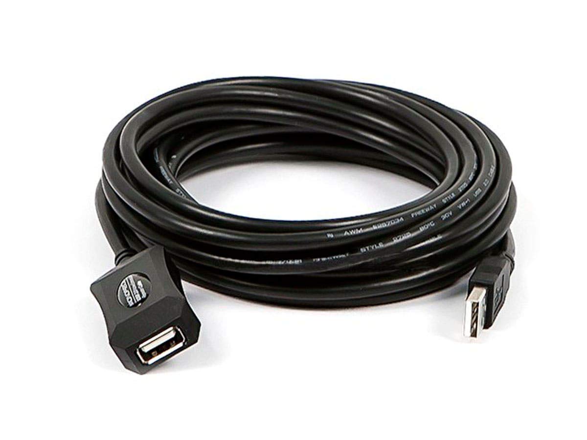 Monoprice USB-A to USB-A Female 2.0 Extension Cable - 4.8M (16ft) - Black, Active, 20/28AWG, Repeater Kinect & PS3 Move Compatible