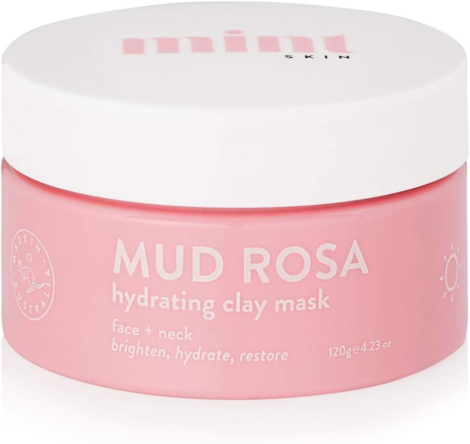 Mud Rosa Hydrating Face Mask - Australian Clay Mask With Kakadu Plum, Kaolin Clay, Rose Hip, Jojoba Oil, Macadamia Oil & Aloe Vera - Best for Acne, Eczema, Dry and Sensitive Skin -