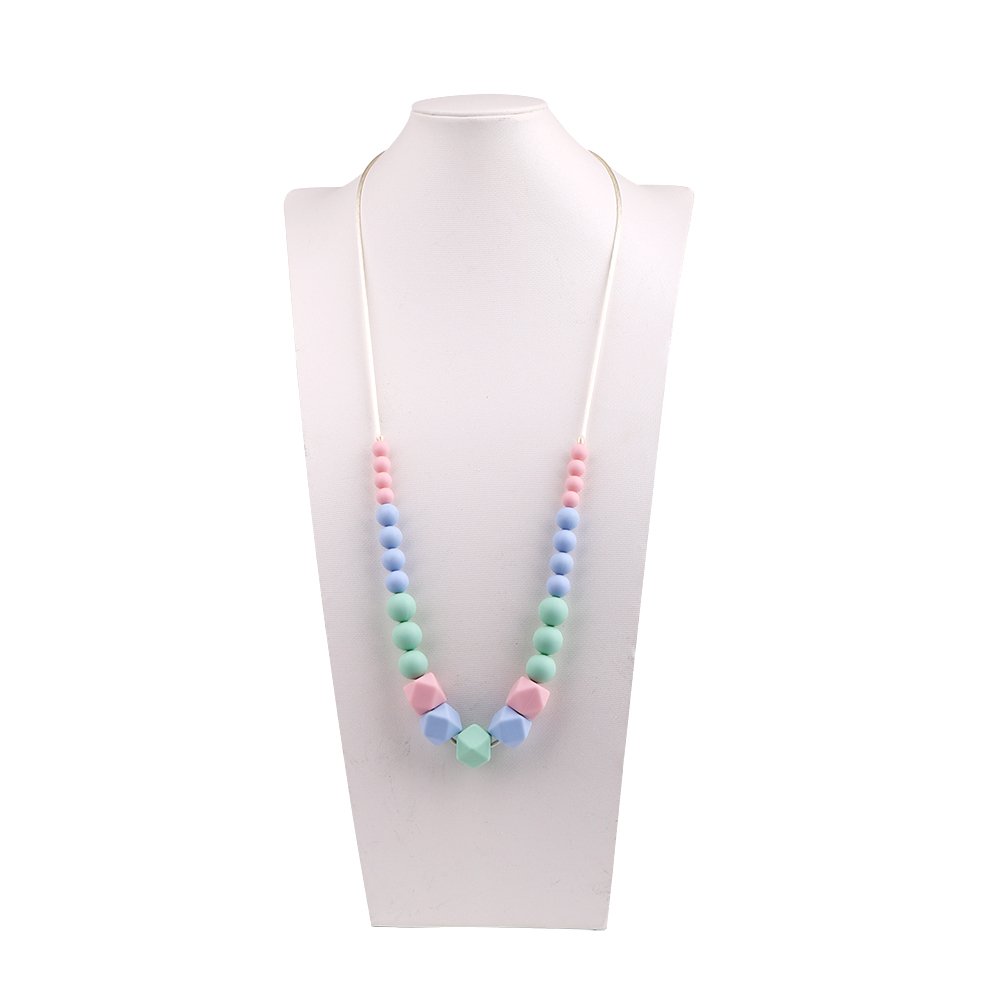 Silicone Teething Necklace for Mum，KEFU teethers Silicone Beads for Babies Breastfeeding and Wearing Nursing Jewellery 100% BPA Free，Silicone Teething Beads for Baby