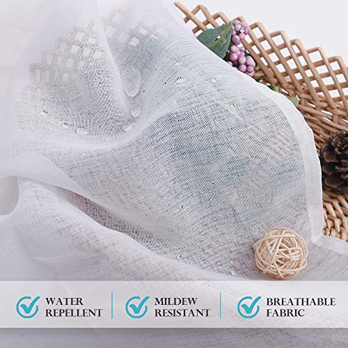 PONY DANCE Voile Curtains, White Transparent Curtain, Set of 2, Living Room Curtains with Eyelets, Linen Look, Sheer Curtains, H 213 x W 137 cm, White