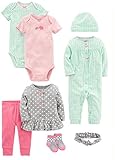 Simple Joys by Carter's Girls Baby 8-Piece Gift Set, Pink/Grey/Mint, 0-3 Months