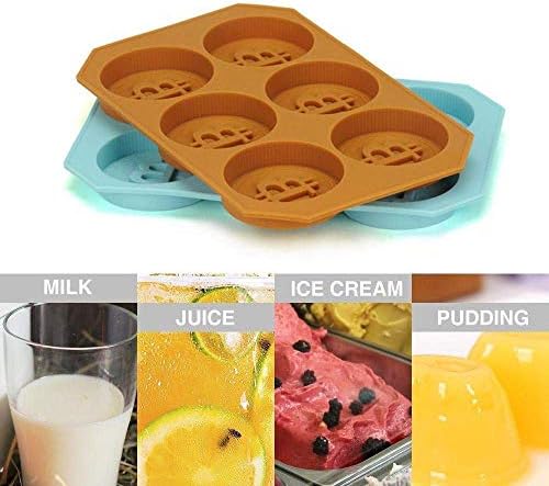 Ice Cube Trays 2 Packs Silicone Moulds Flexible BPA-Free Bitcoin Ice Cream Coin Moulds Maker Creative Milk Juice Chocolate Mold For Cocktails Whiskey Party