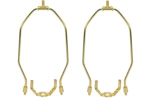 DYSMIO Lighting 15 Inch Heavy Duty Lamp Harp Fitter for Lamp Shades Polished Brass Finish Pack of 2