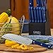 Ginsu Essential Series 14-Piece Stainless Steel Serrated Knife Set – Cutlery Set with Blue Kitchen Knives in a Black Block, 03889DS