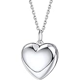 Bestyle Sterling Silver Heart Locket Necklace for Women, Dainty Cute Small Heart Locket Pendant in Gold/Rose Gold/Silver, Love Statement Jewelry Gift for Mother Wife