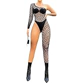 ELEGANT LAM Womens Fishnet Bodystocking Mesh bodysuit One Piece Jumpsuit Sexy Exotic Lingerie Teddy Lingerie Nightwear