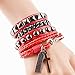 Y-BLUE Leather and Rope Bracelet Unisex Cool Fashion Punk Multilayer Cuff Lettering and Cross