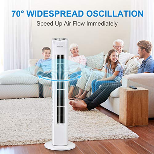 FREE VILLAGE JTFFree Standing Bladeless Tower Fan Portable Tower Fan with Remote, 7.5 Hours
