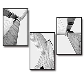 3 Piece Framed Canvas Wall Art for Living Room, Bedroom Buildings Theme Canvas Prints for Home Decoration Ready to Hang - 16"x24"x3 Panels