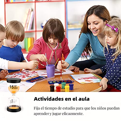 Reloj de Arena de 6 Piezas, Temporizador de Arena para Niños 1/3/5/10/15/30 Minutos para Cocinar, Hornear, Juego, Ejercicio, Temporizador de Reloj de Arena para Decoración de la Oficina en el Hogar