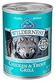 Blue Buffalo Wilderness High Protein Grain Free, Natural Adult Wet Dog Food, Trout & Chicken Grill 12.5-Oz Can (Pack Of 12)