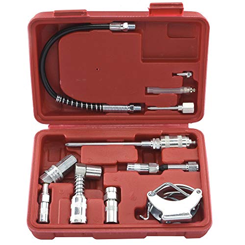 Tooluxe Grease Gun Lubrication Aid Kit | Zerk Fittings Lube Attachments Needle Flex Hose C63050