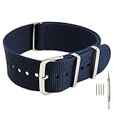 22mm Navy Blue Nylon Replacement Watch Strap with Free Installation Kit Including 4 Spring Bars and Removal Tool - [BWC]