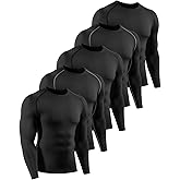 Mexholin 5/6 Pack Men's Compression Shirts Long Sleeve Athletic Workout Shirt Sports Base Layer Undershirt Quick Dry