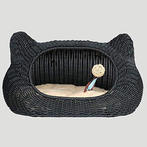 Zhengtu Pet Bed Four Seasons Universal Cat House, Cat Nest Rattan Enclosed Bed Can Be Disassembled Cat Crawler Puppy Bed, Pet Supplies Brown(55 X 32 X 33cm)