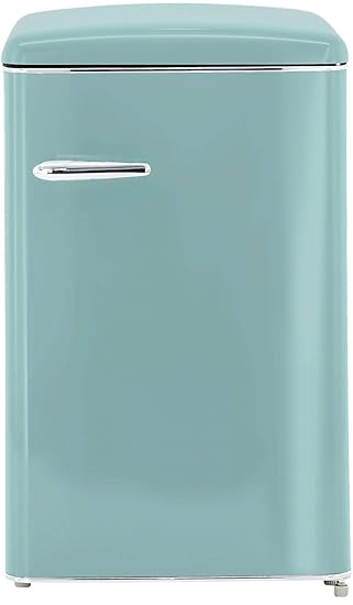 Exquisit RKS 120-16 RVA++TB Retro-Kühlschrank/EEK: A++/121 Liter/Retro-Handgriff/LED-Innenbeleuchtung/Blau