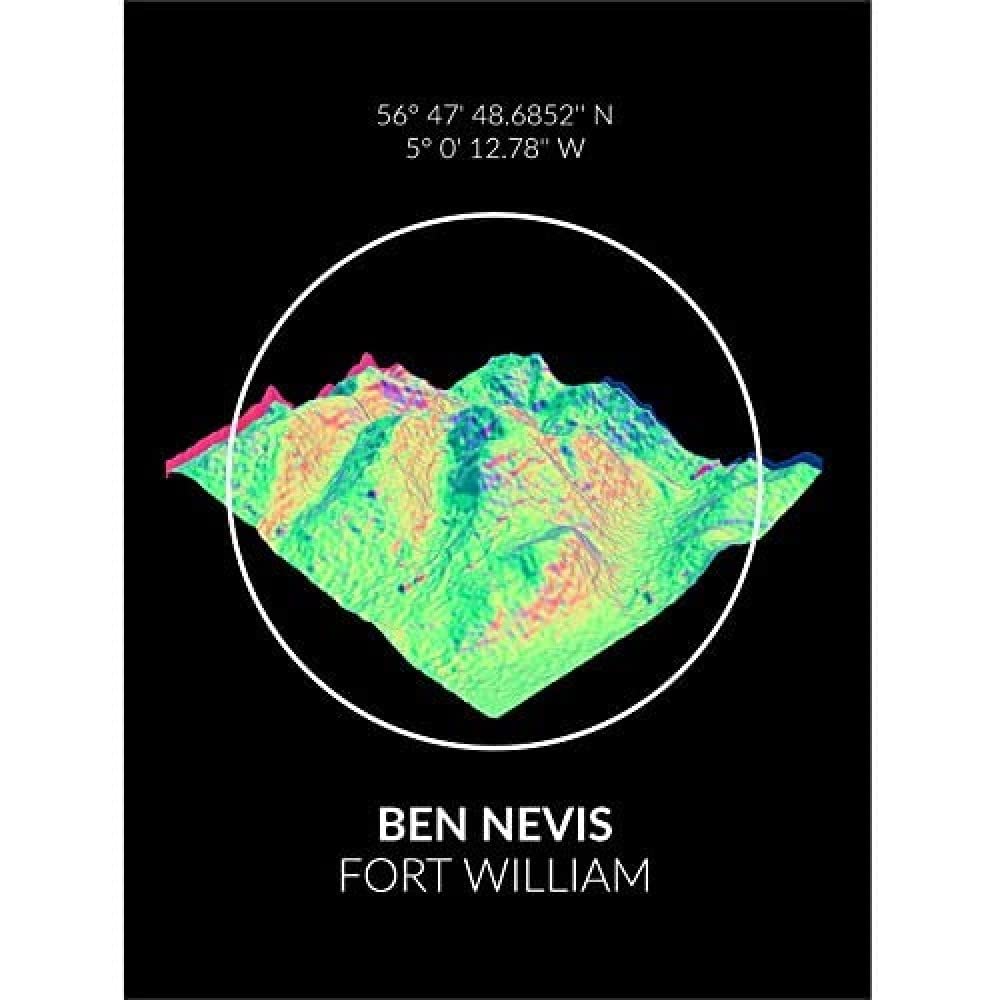 Wee Blue Coo Ben Nevis Mountain Topography Highland Scotland Canvas Art Print