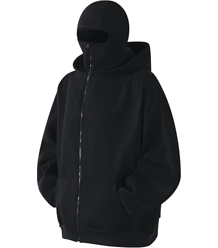 Amazon.com: Linkpig Men's Balaclava Hoodie with Face Mask Zip Up