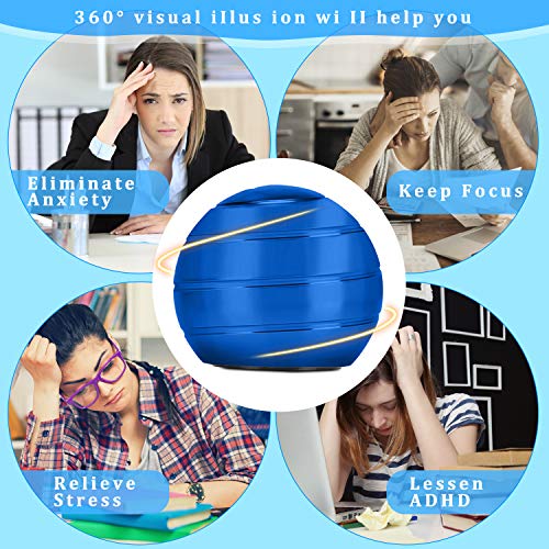 CaLeQi Desktop Ball Transfer Gyro Aluminum Alloy Kinetic Desk Toy Stress Relief Office Executive Gadgets Metal Ball Full Disassembly Rotary Decompression Toy-Small (Blue)